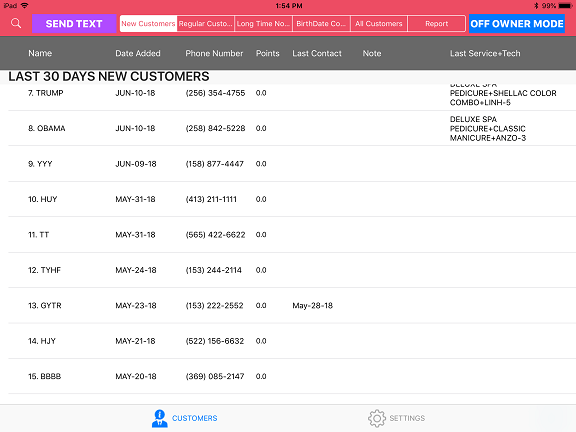 Customers Information and Reports