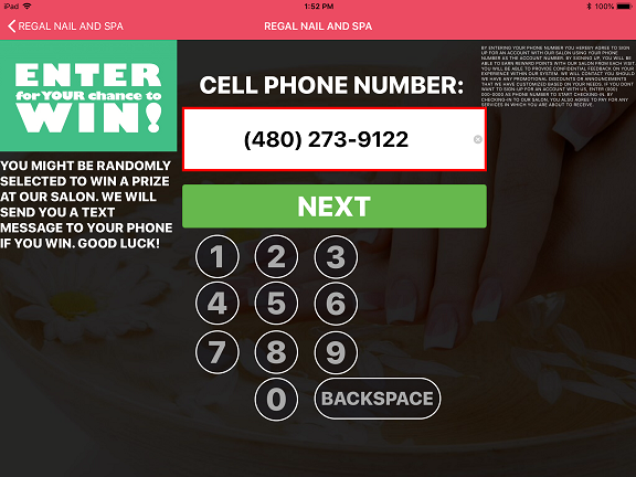 Customer Enter Their cellphone